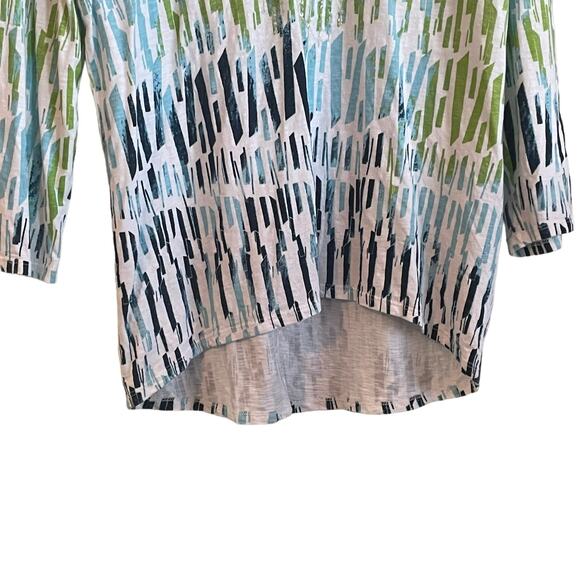 Chicos Women‎ Top L Blue Green 3/4 Sleeve Sequins Cotton Colorful Beachy Cruise - Picture 6 of 10